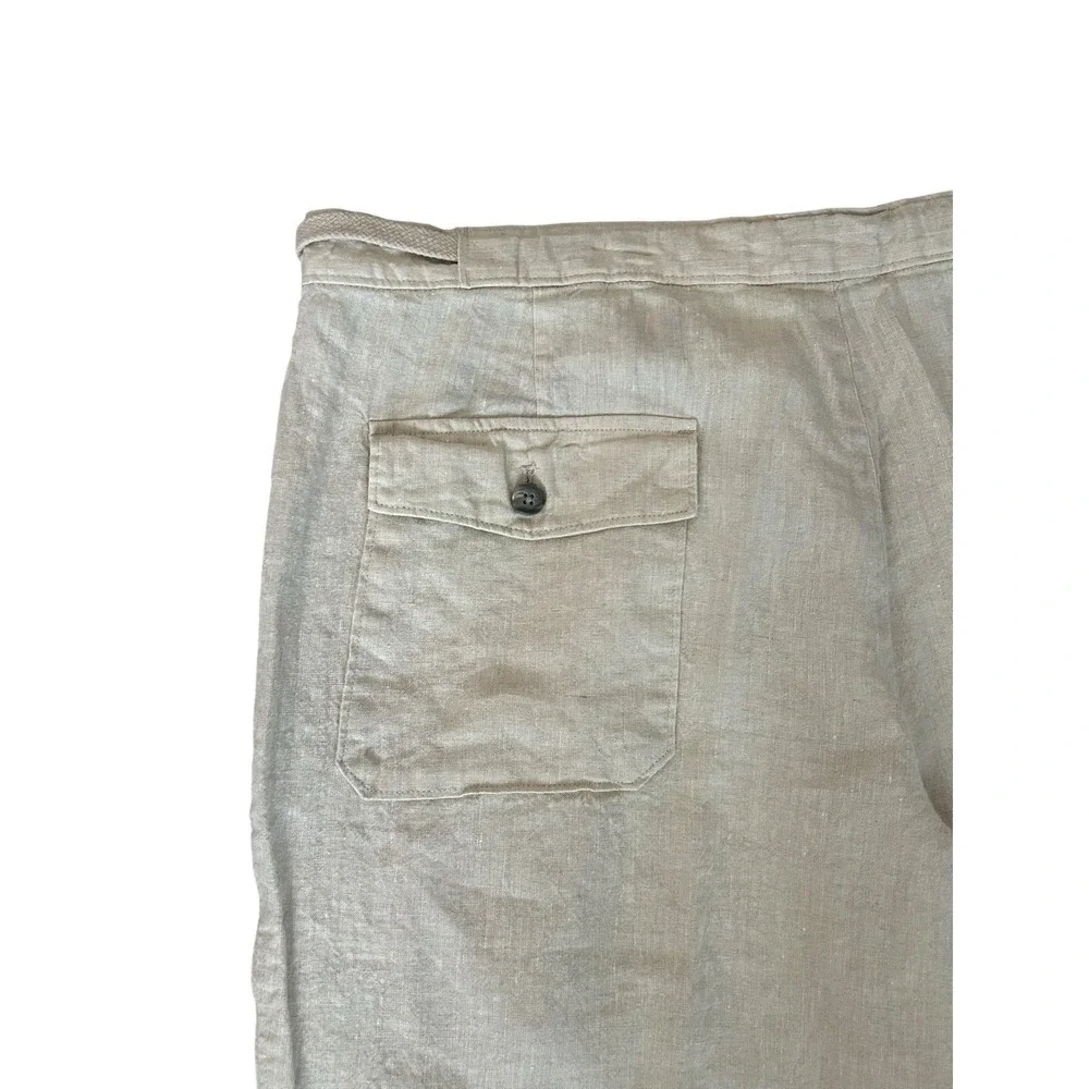 Tasso Elba 100% Linen Chino Pants Beige Semi Sheer‎ 36x27 Coastal Lightweight